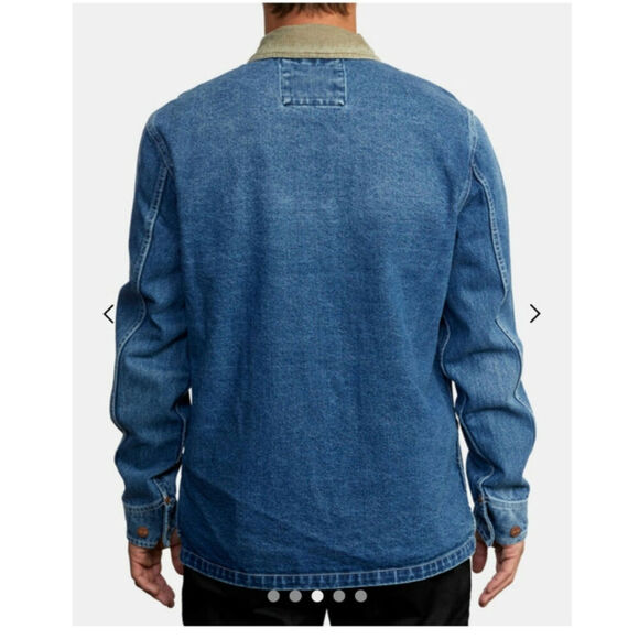 RVCA Chainmail Denim Jacket in Broken In Blue Wash, sz Medium - Picture 6 of 16